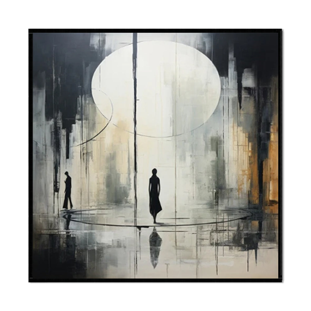 Handmade Black & White Abstract Oil Painting – Neoclassical Canvas Wall Art for Home & Office Decor