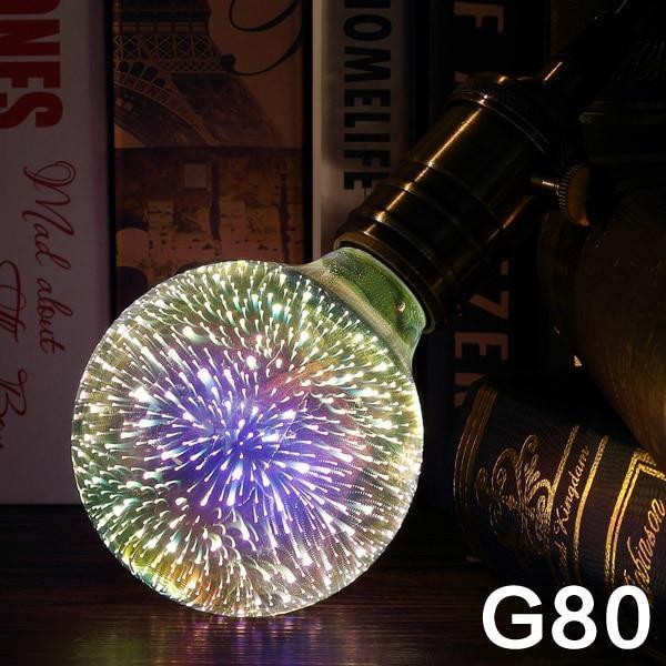 3D Firework LED Light Bulb – ST64/G95/G80/G125/A60 Decorative Holiday & Christmas Lamp, 110-220V