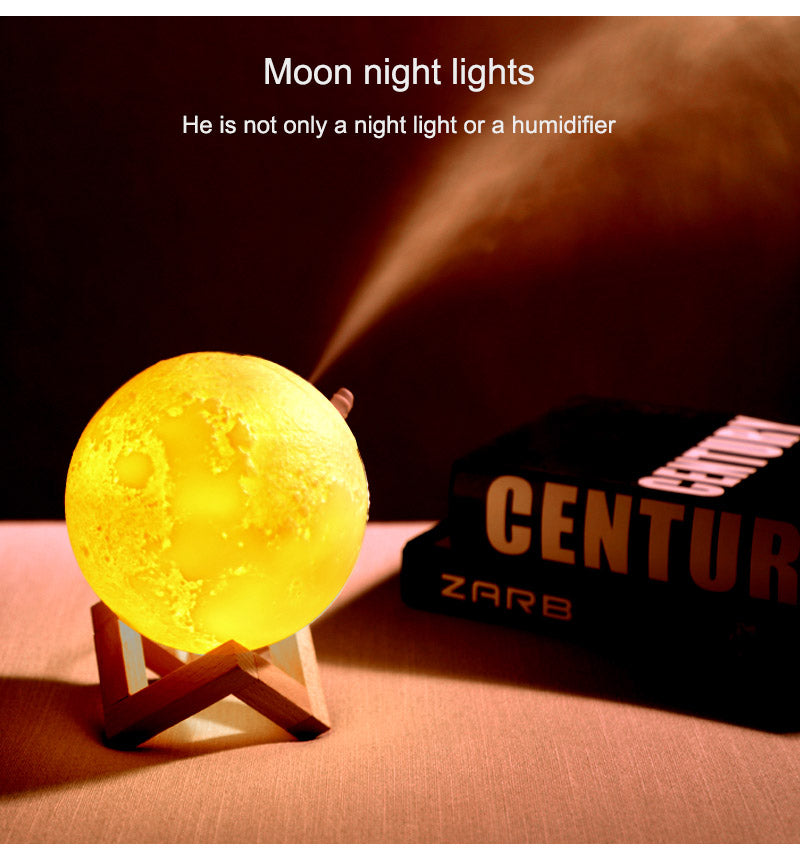 Creative Moon Night Light Air Humidifier Ultrasonic Aroma Diffuser with Soft Glow for Bedroom Home Decor