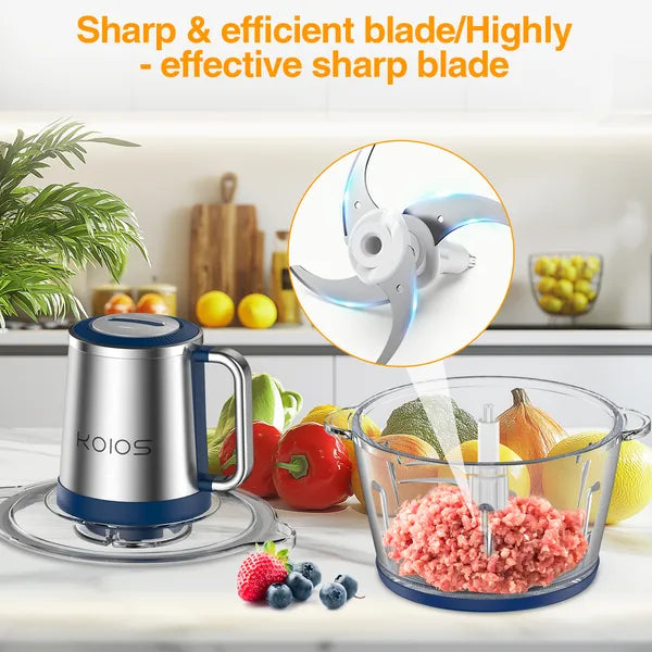 KOIOS Electric Food Chopper Processor 2L Glass Bowl Vegetables and Meat Grinder Mixer