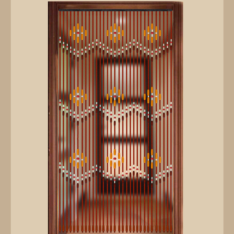 Three Wave Door Curtains Bamboo Wood Bead Curtain Extended Version Decorative Hanging Divider for Home Entrance