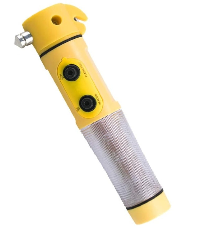 Multi-Functional Car Safety Hammer – Emergency Escape Tool with LED Flashlight (Red & Yellow)