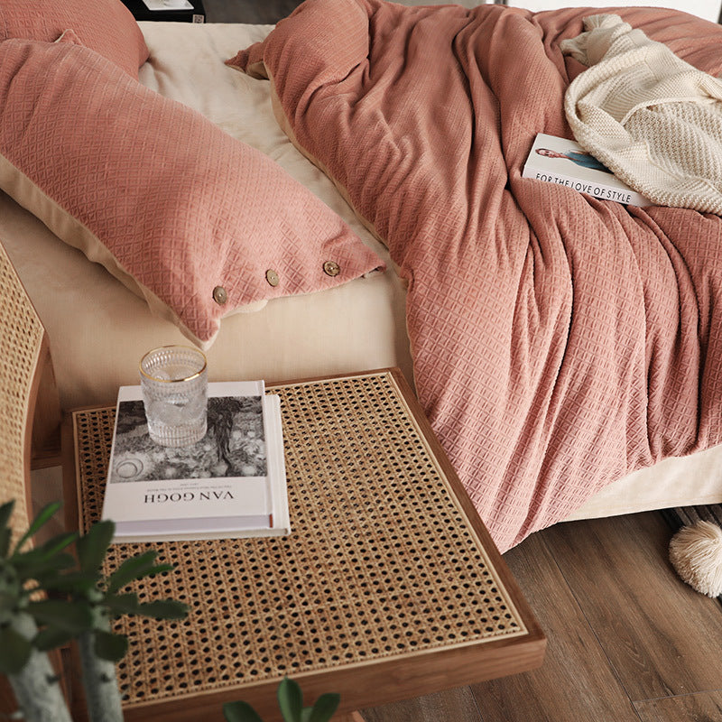 4-Piece Bedding Set Soft Comforter Duvet Cover Bed Sheets Pillowcases Cozy Bedroom Home Textile Set