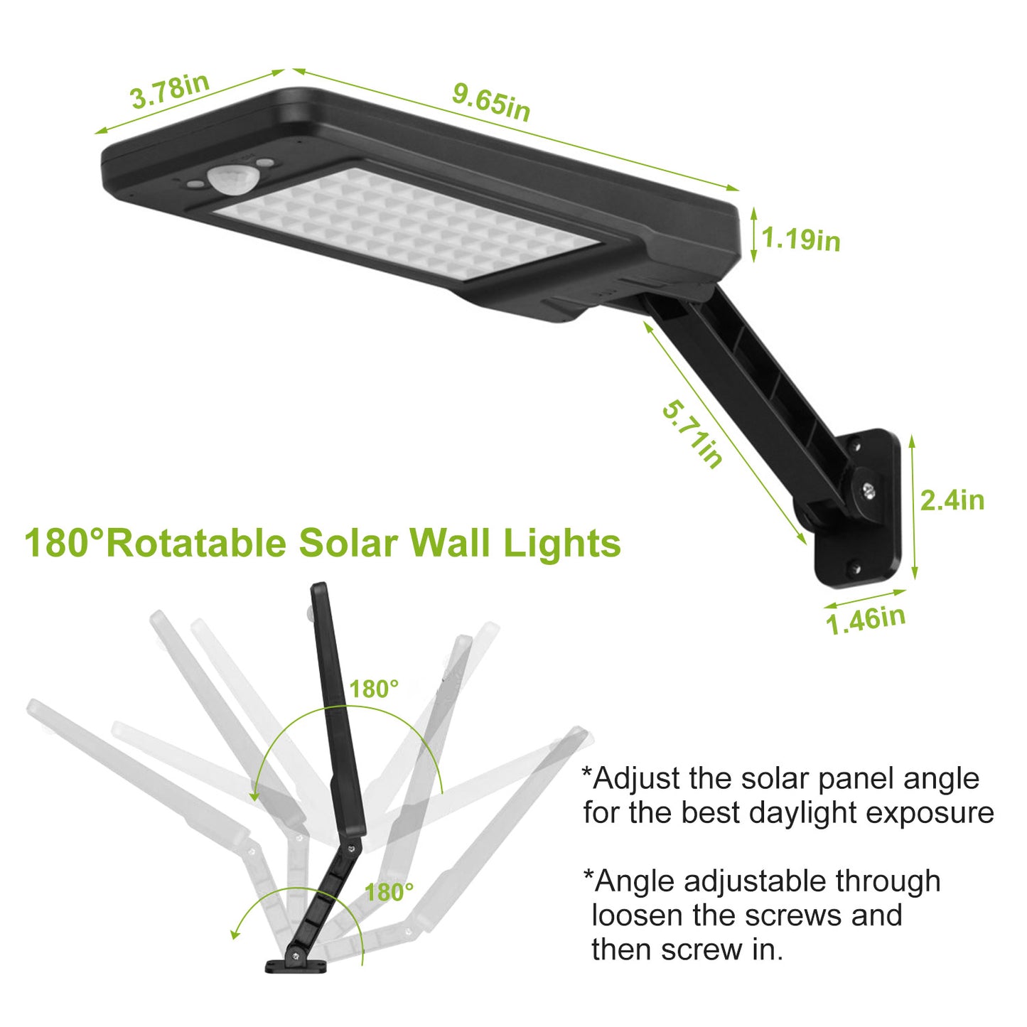 Solar Wall Light Outdoor 60 LED Motion Sensor Remote Control IP65 Waterproof Garage Garden Security Lamp