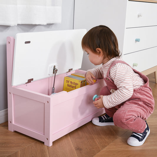 Pink Toddler Toy Box Storage Bench 27L Kids Seating Storage Organizer for Bedroom & Playroom Furniture