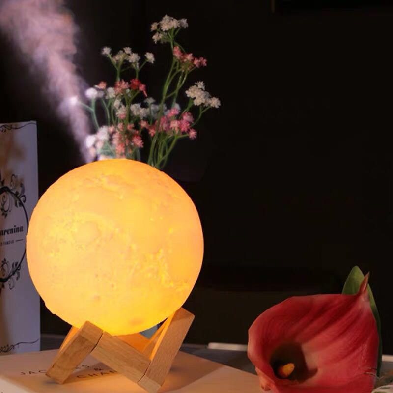 Creative Moon Night Light Air Humidifier Ultrasonic Aroma Diffuser with Soft Glow for Bedroom Home Decor