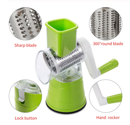 Hand Drum Rotary Grater – Manual Vegetable Slicer & Cheese Grinder