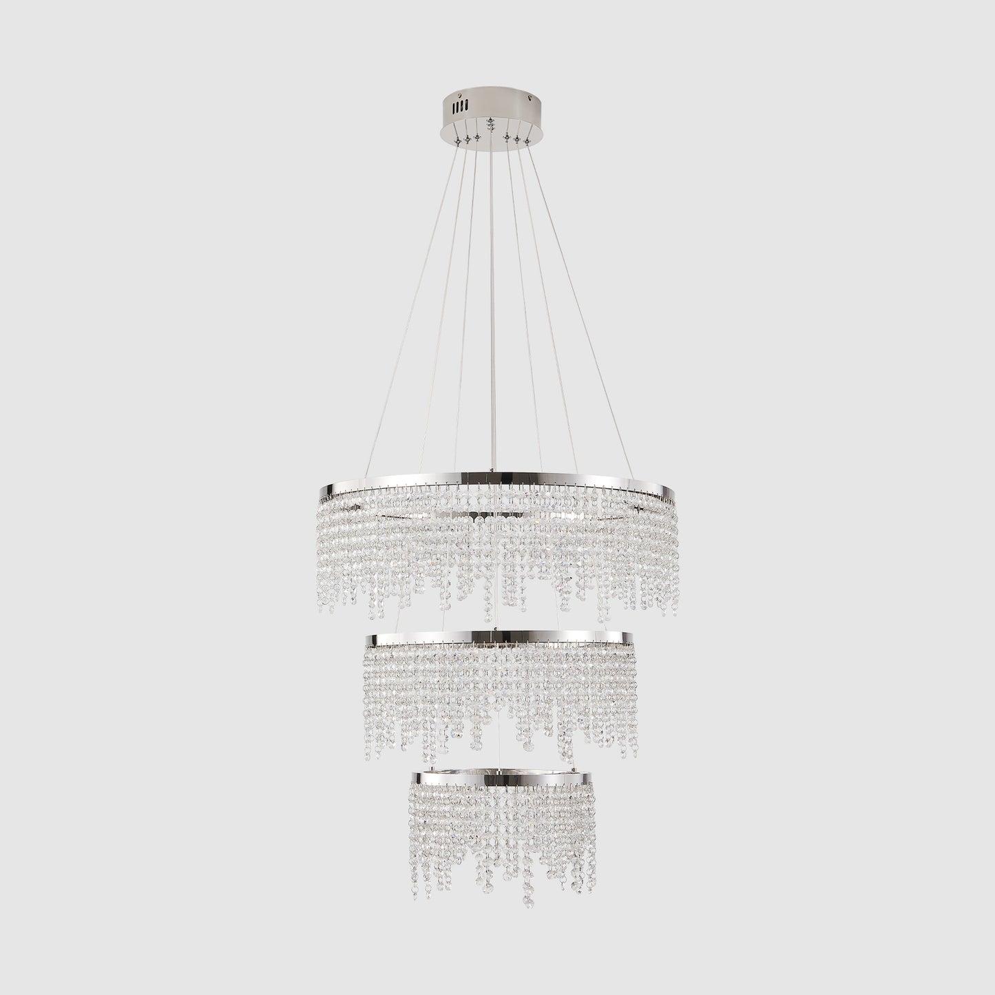 24-Inch LED Crystal Chandelier – Adjustable Color Temperature & Height, Luxury Ceiling Lamp for Living, Dining & Bedroom