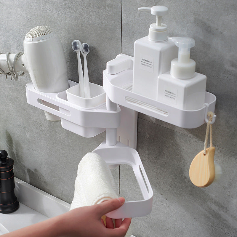 Rotating Wall Mounted Storage Box Punch Free Plastic Organizer for Kitchen Bathroom Toilet Debris Storage and Finishing Box