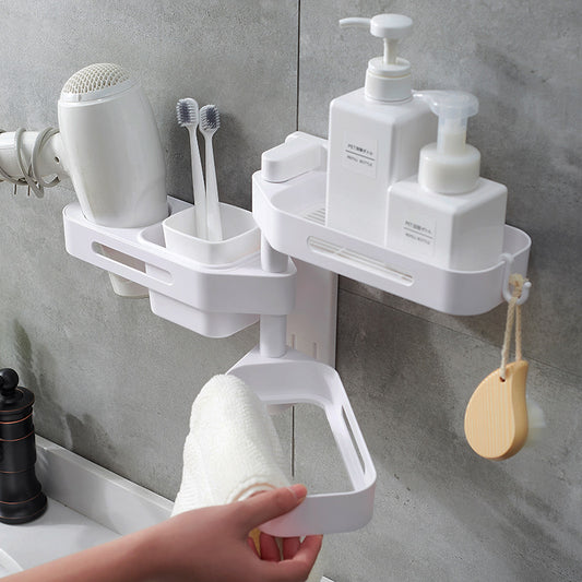 Rotating Wall Mounted Storage Box Punch Free Plastic Organizer for Kitchen Bathroom Toilet Debris Storage and Finishing Box