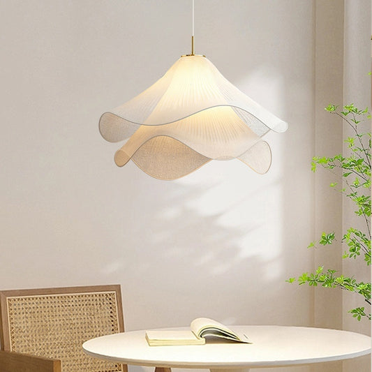 Nordic Cream Fabric Chandelier – High-End Modern Ceiling Light for Living Room, Bedroom & Dining Room