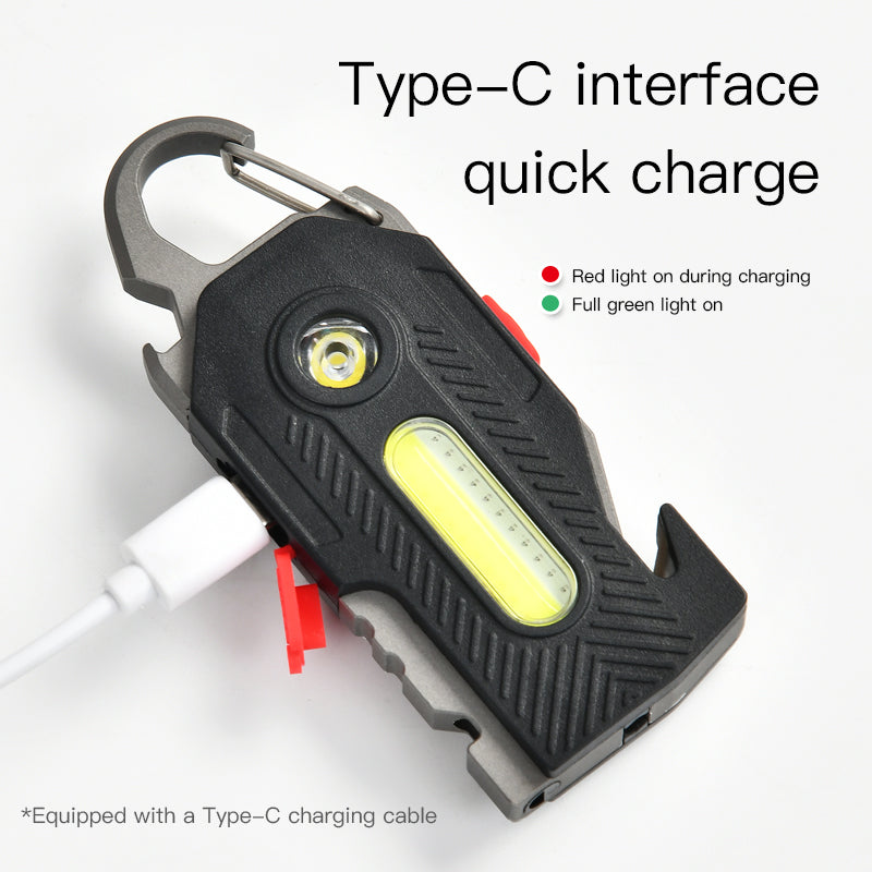 Multifunctional COB Keychain Work Light – Rechargeable High Brightness LED Emergency & Camping Light