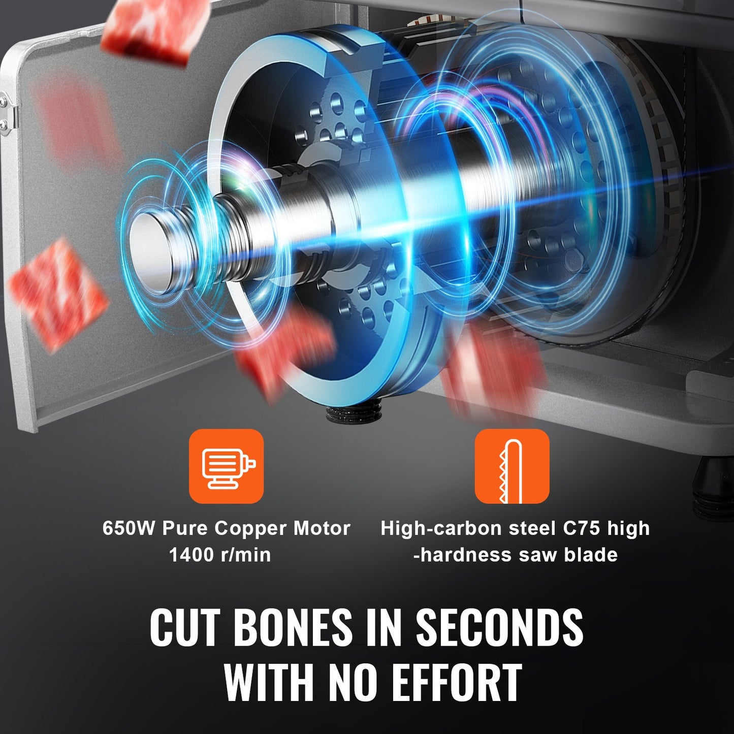 650W Commercial Electric Meat Bandsaw Stainless Steel Bone Saw Cutting Machine for Butchery Use