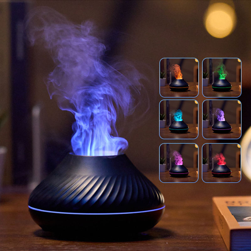 RGB Flame Aroma Diffuser 130ml – 3D Colorful Fire Effect Ultrasonic Humidifier & Essential Oil Diffuser for Home, Bedroom & Relaxation