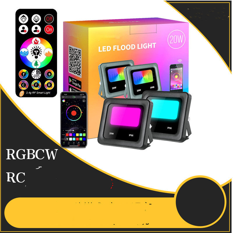 20W RGB Bluetooth Smart Flood Light Outdoor Dual Color Voice Control Timer LED Landscape Lighting