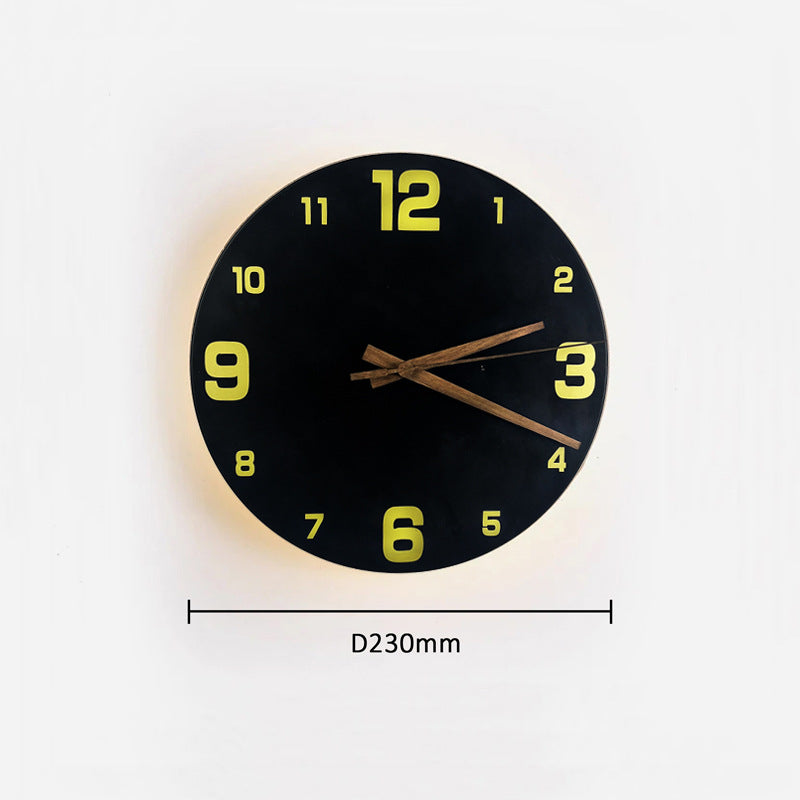 Round Clock Wall Lamp Yellow Cave Stone Design Modern Decorative Bedroom Living Room Light