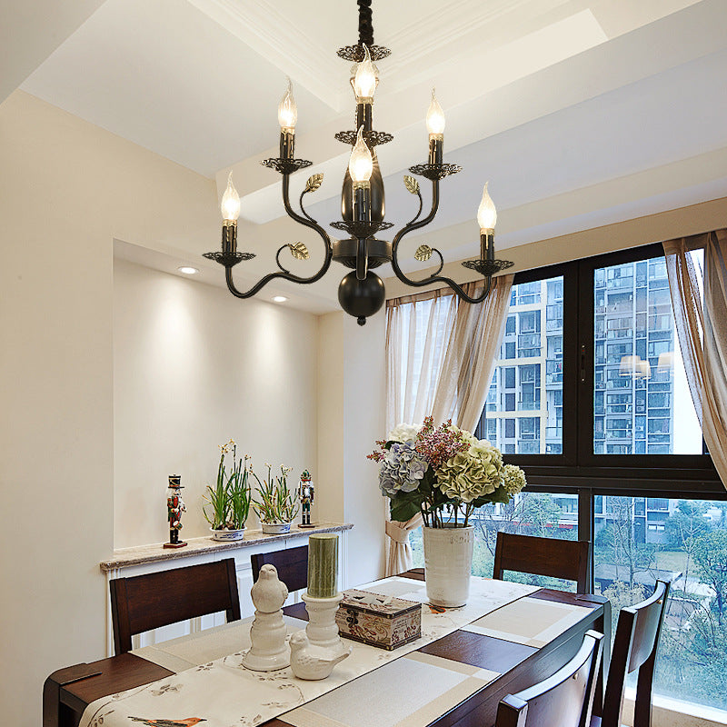 Living Room Bedroom Aisle Wrought Iron Candle Crystal Chandelier