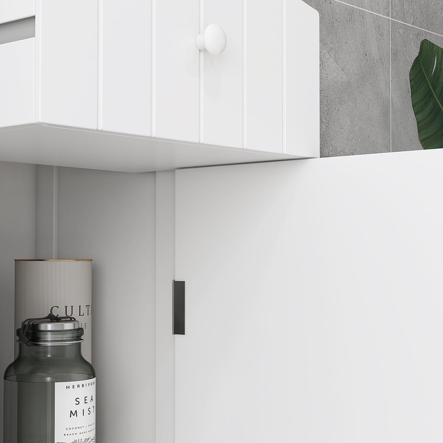 Free Standing Bathroom Storage Cabinet – Tall Linen Tower with 3-Tier Shelves & Drawer (White)