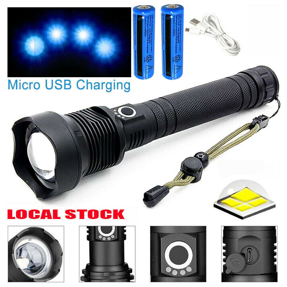 Super Bright 2500000LM LED Flashlight – USB Rechargeable Tactical Torch for Outdoor Use