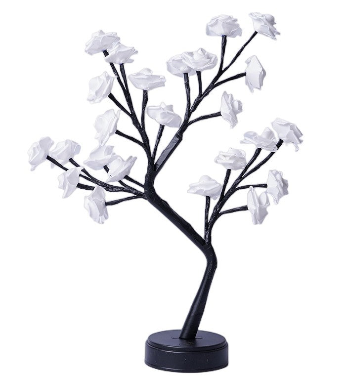 Flower Tree Rose Table Lamp Fairy LED Desk Night Light USB Powered Romantic Wedding & Valentine Decoration Gift