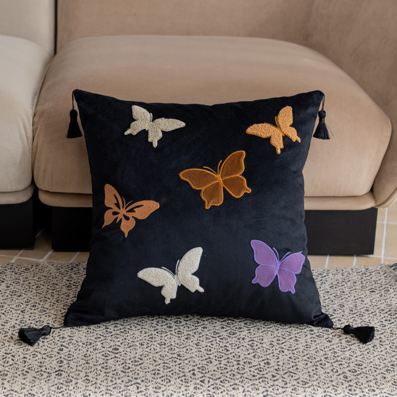Luxury Butterfly Embroidered Cushion Cover Decorative Sofa Pillow Cover for Living Room Home Decor