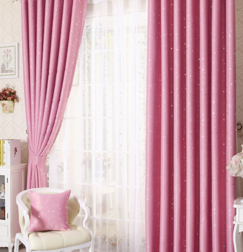 Star Print Perforated Finished Curtain Modern Window Drapes for Bedroom Living Room Home Decoration