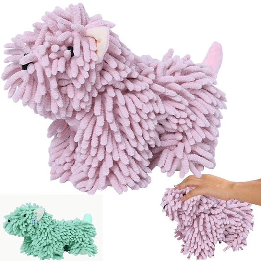 Cute Puppy Shaped Kitchen Towel Absorbent Hanging Loop Home Cleaning Towel Decor