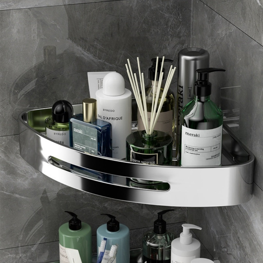 Punch-Free Stainless Steel Bathroom Triangle Storage Rack – Wall Corner Organizer Shelf