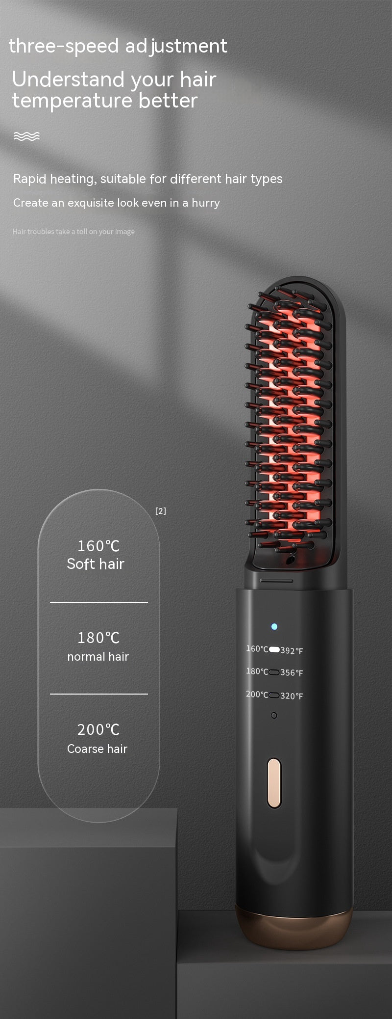 Wireless Negative Ion Hair Straightening Comb Portable Electric Hair Brush Fast Styling Tool