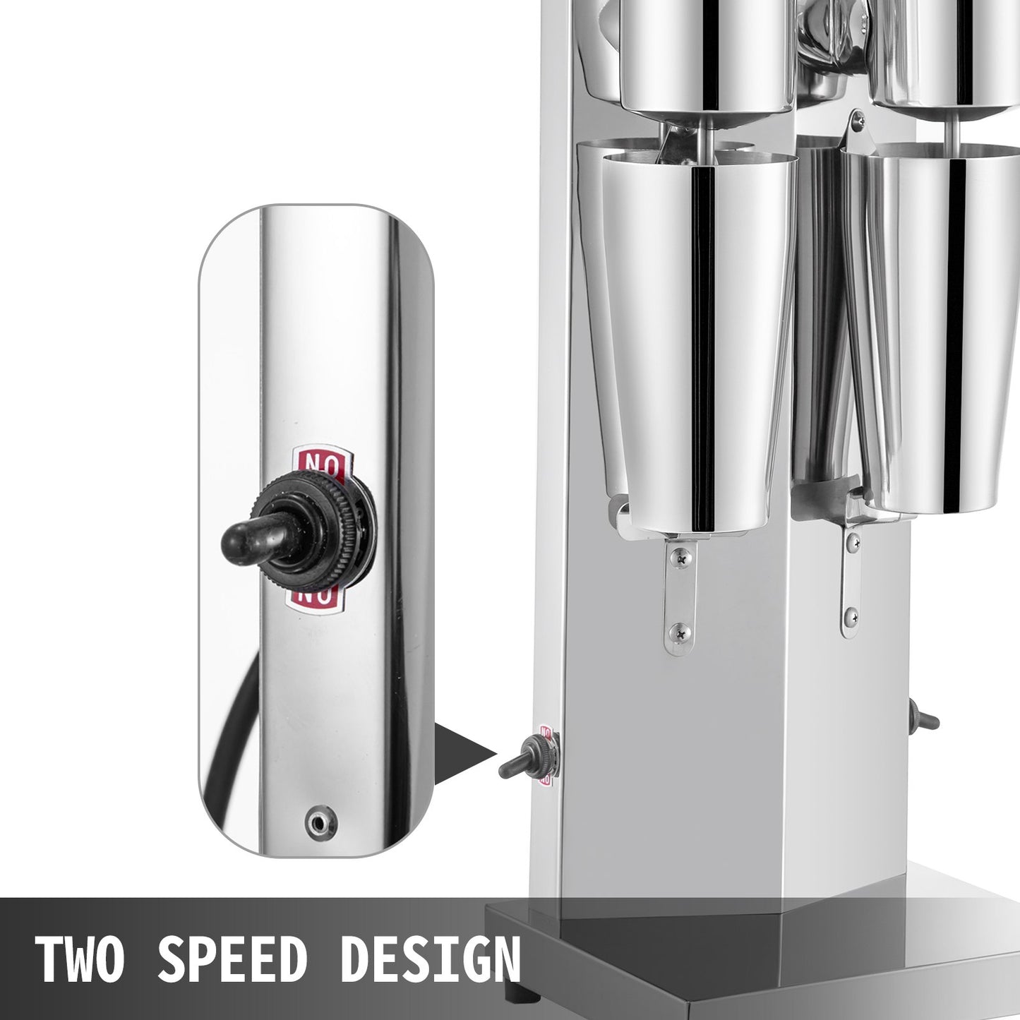 Stainless Steel Electric Milkshake Maker 180W Double Head Milkshake Machine 2 Speed with 800ml Cup for Kitchen Use