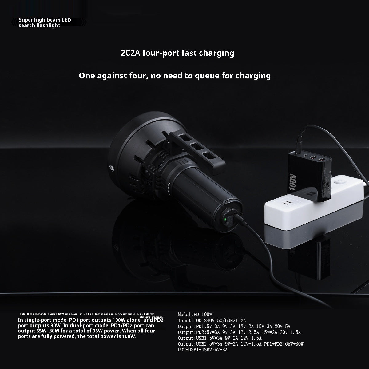 Outdoor Portable Flashlight Long Shot 2KM High Power LED Torch for Patrol Camping and Emergency Use