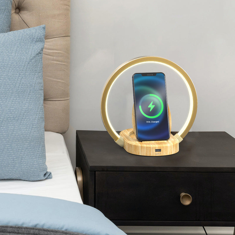 Night Light Lamp Bluetooth Speaker 10W Wireless Charger Table Lamp USB Charging Phone Holder with Dynamic Color LED