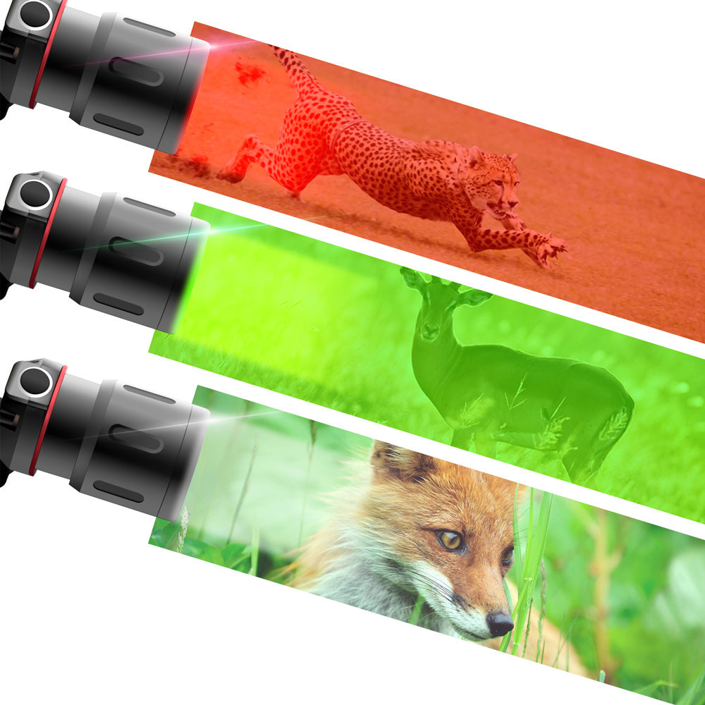 T6 Zoom Headlight White Green Red Light Multi-Mode LED Outdoor Camping Headlamp