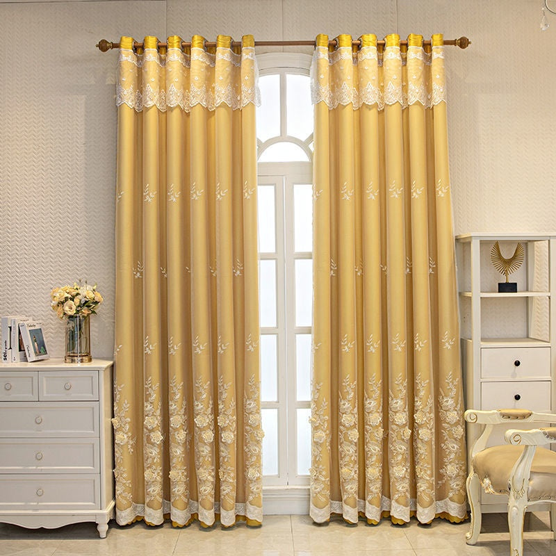 Bedroom Shading Double Open Curtain Finished Set Elegant Wedding Home Window Drapes for Privacy and Decor
