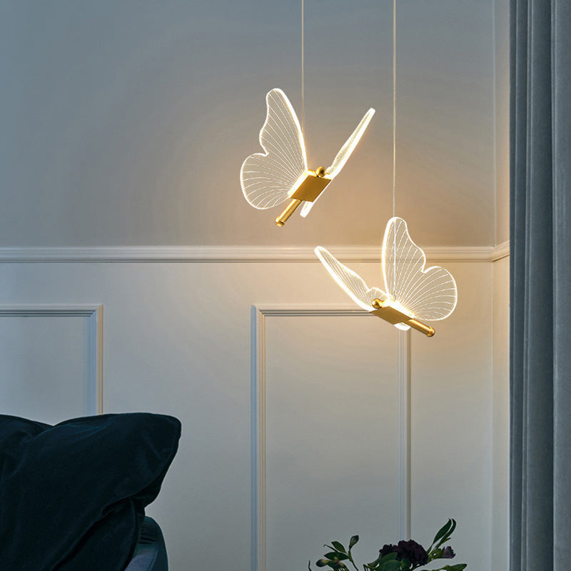 Modern Butterfly Chandelier Lamp – Long Line Minimalist Bedroom Bedside Light