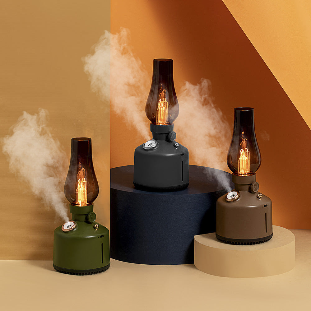 Kerosene Lamp Style Air Humidifier Decorative Aroma Diffuser for Home Bar Bedroom Ambient Lighting and Mist