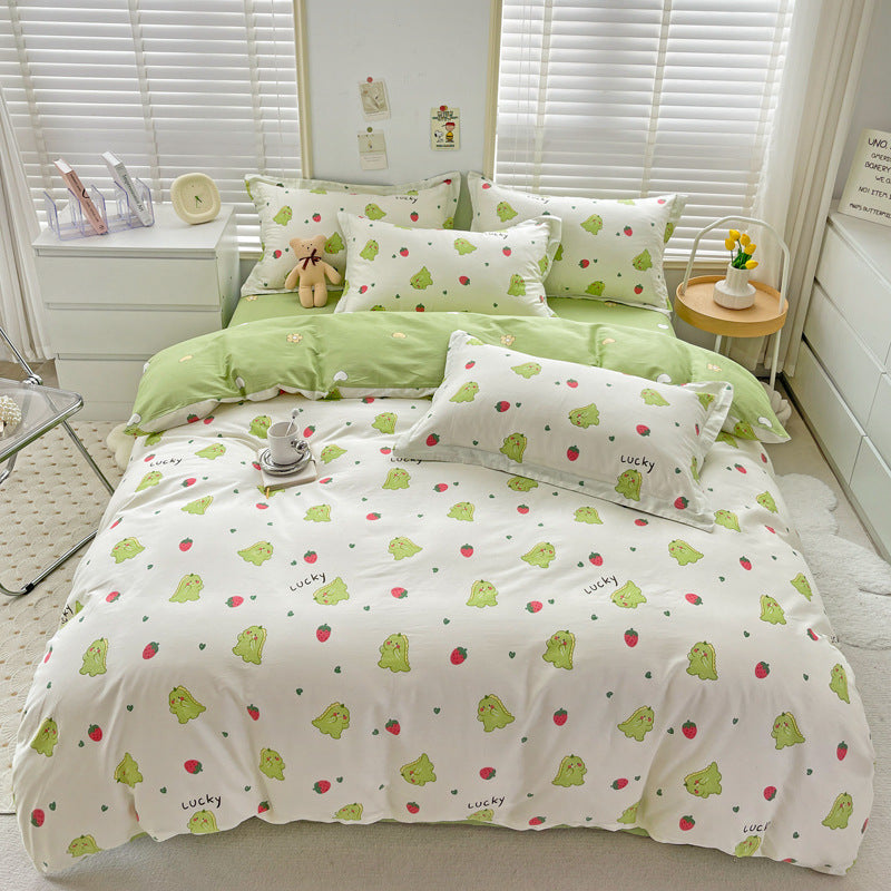 Cartoon Duvet Cover Bedding Set Cute Quilt Cover Bed Sheet Soft Kids Home Textile Set