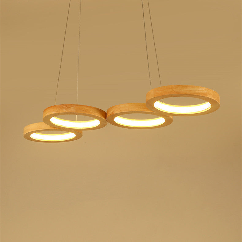 Simplistic Solid Wood Circular Pendant Lamp for Dining Room