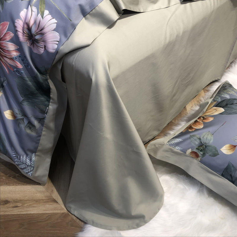 Four Piece Digital Printing Long Staple Cotton Bedding Set Soft Breathable Duvet Cover Bed Sheet Pillowcase Set