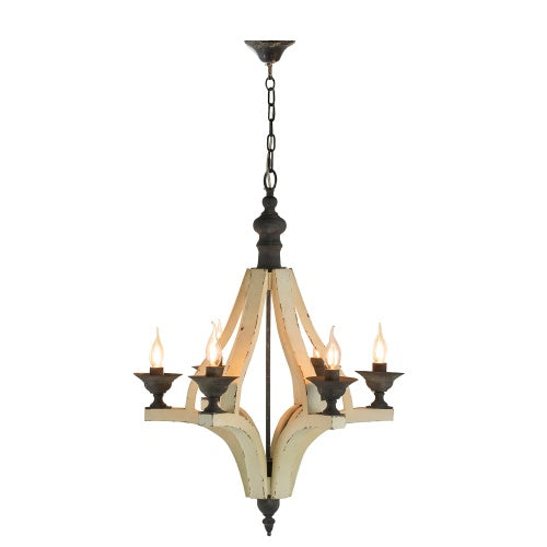6-Light Wood Chandelier with Adjustable Chain – Kitchen & Dining Hall Lighting