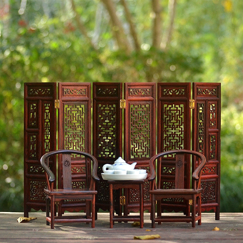 Red Rosewood Miniature Furniture Model Handmade Decorative Dollhouse Furniture Set Collectible Home Decor