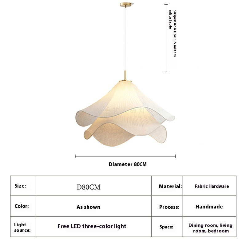 Nordic Cream Fabric Chandelier – High-End Modern Ceiling Light for Living Room, Bedroom & Dining Room