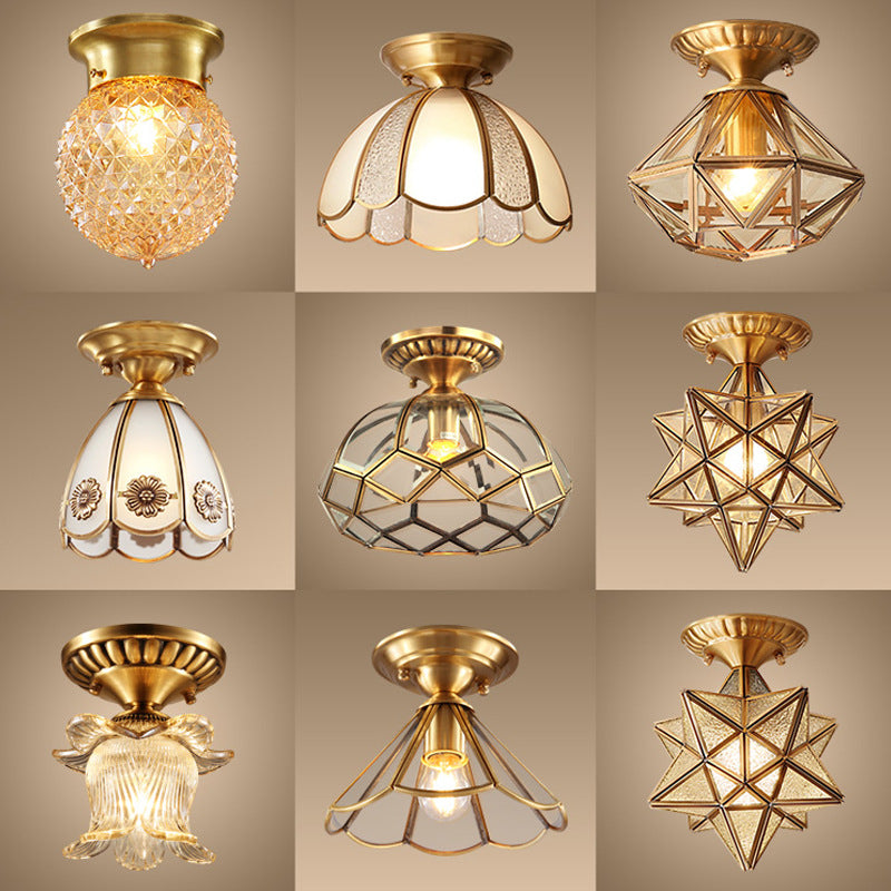 Minimalist Pure Copper Ceiling Lamp Creative Modern Ceiling Light Fixture Living Room Bedroom Decor