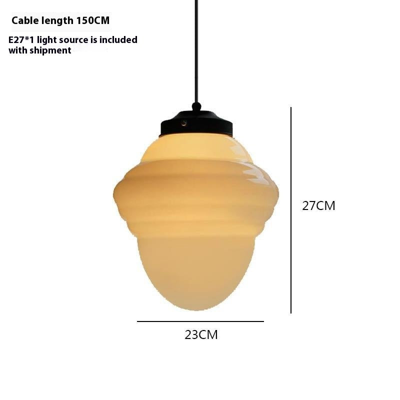 Retro Industrial Single-Head Chandelier – Cream Pendant Light for Living & Dining Room