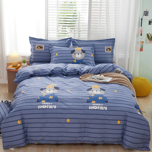 Cartoon Duvet Cover Bedding Set Cute Quilt Cover Bed Sheet Soft Kids Home Textile Set