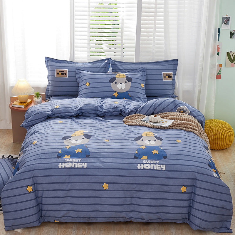 Cartoon Duvet Cover Bedding Set Cute Quilt Cover Bed Sheet Soft Kids Home Textile Set