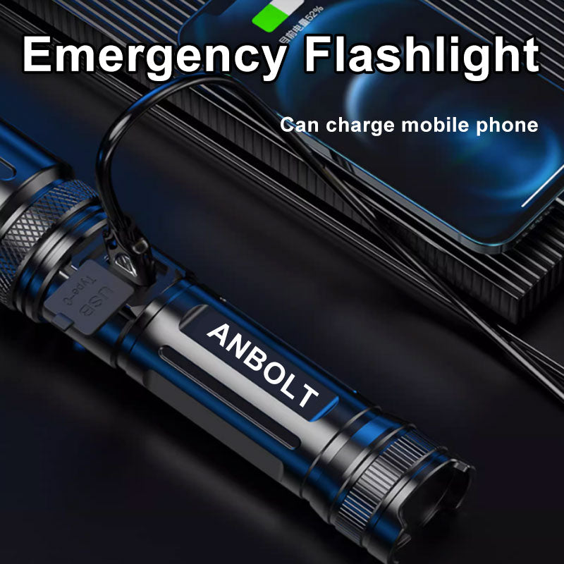 Super Bright USB-C Rechargeable LED Flashlight Zoom Long Range Waterproof High Power Torch Light