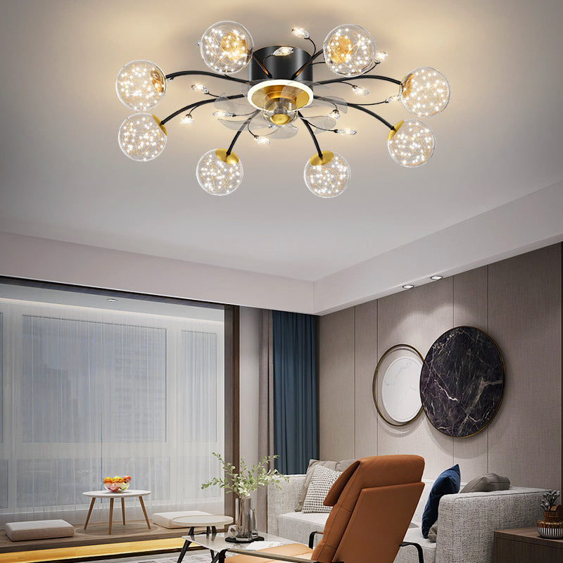 Nordic Star Fan Lamp Modern Light Luxury Ceiling Fan Light for Living Room Bedroom