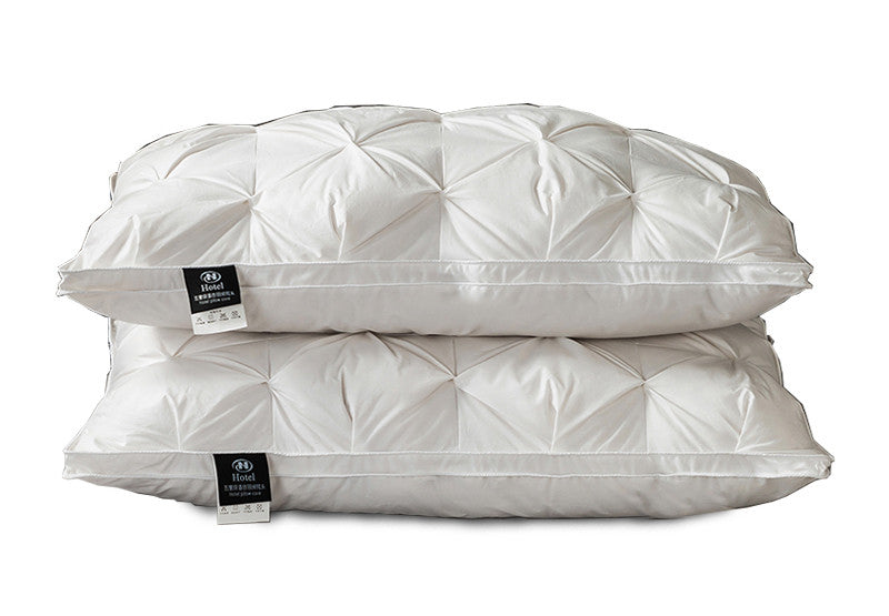 Feather Pillows Pair White Goose Down Neck Support Soft Sleeping Pillows Bedroom Bedding