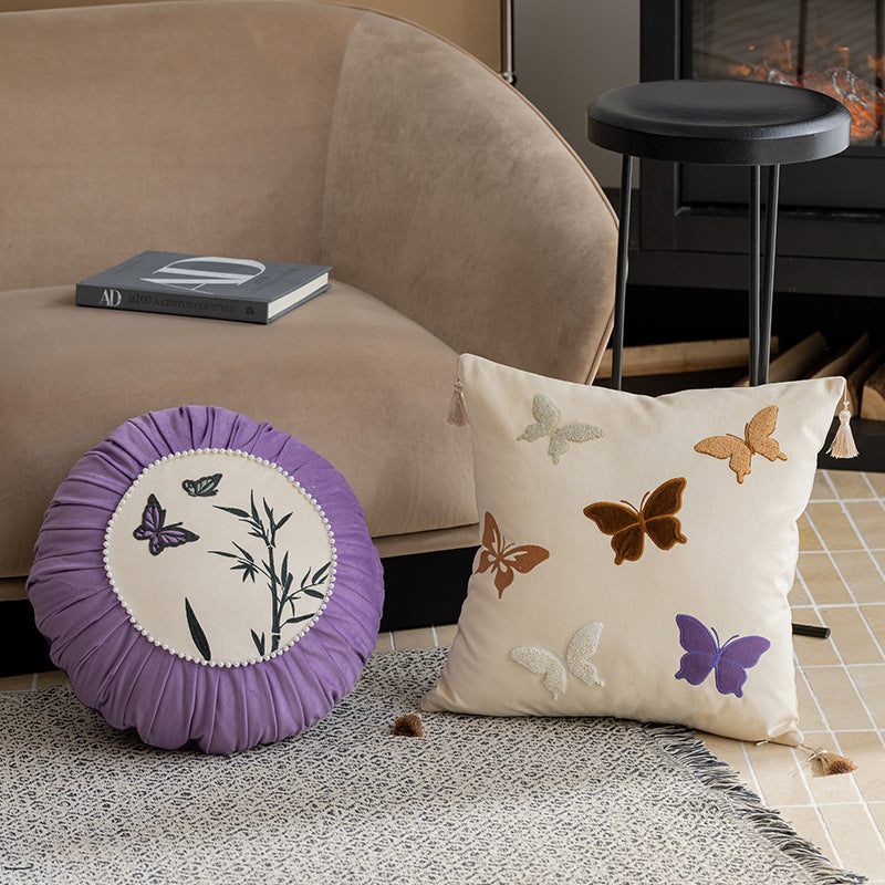 Luxury Butterfly Embroidered Cushion Cover Decorative Sofa Pillow Cover for Living Room Home Decor